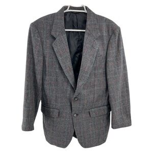 Gino Cappeli plaid wool blend blazer suit jacket 40R vintage office formal